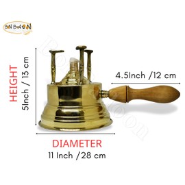 ELBramony Al Bramony Brass Copper Turkish Greek Coffee Alcohol Burner Maker Table Top Tabletop with Wooden Handle Arabian Arabic Solid Large Size Hand Hammered Handmade Egypt Egyptian Decanter