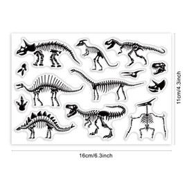 PH PandaHall Clear Stamp Rubber Stamp Paleontology Dinosaur Bone Art Stamp Stamp Transparent Stamp Craft Card Notebook Album Letter Decoration Card Retro Decoration DIY Tool Accessory 16x11x0.3cm