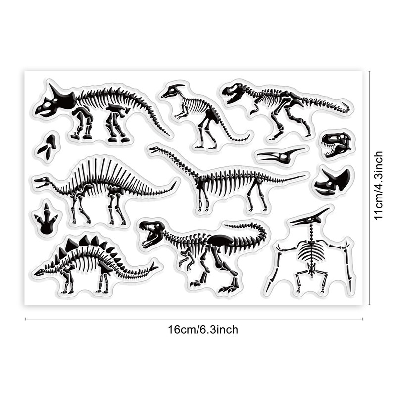 PH PandaHall Clear Stamp Rubber Stamp Paleontology Dinosaur Bone Art