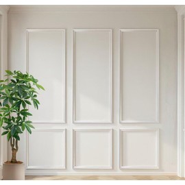 Self-Adhesive 3D Wall Panels Pre-Cut Wall Molding 6Set Wainscoting Panels for Easy & Quick Room Makeover Accent Wall Decor for Living Room, Bedroom, Office