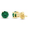 Simulated Green Emerald Round Shape Stud Earrings In 14K Yellow