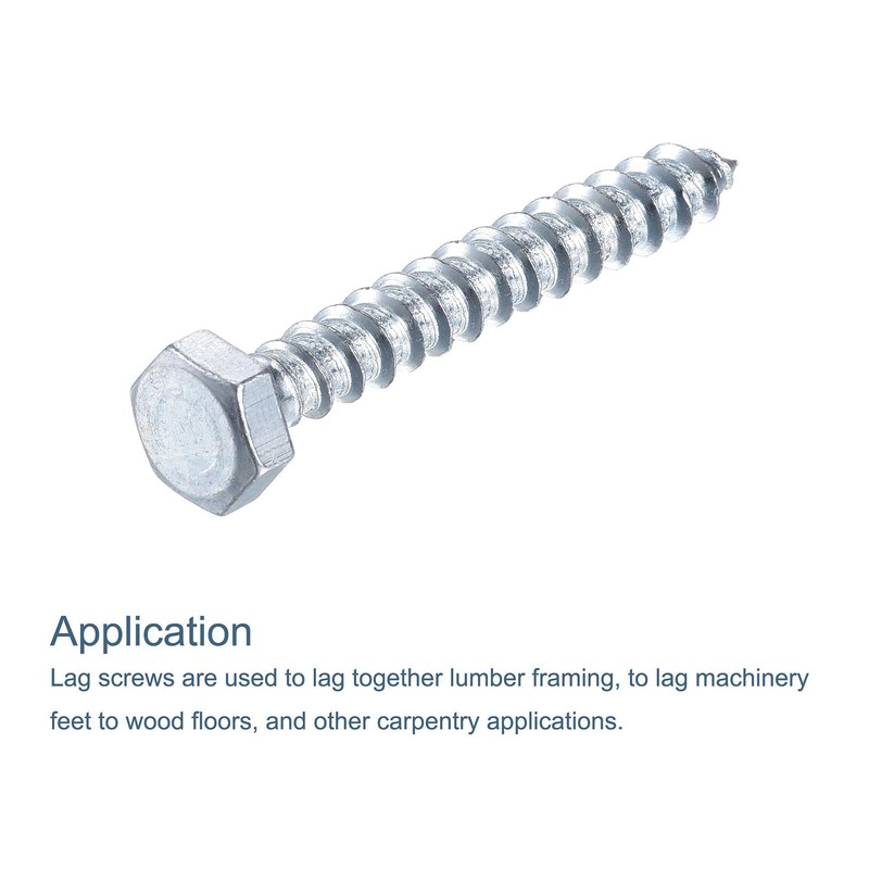 uxcell Hex Lag Screws, M8 x 60mm Carbon Steel Zinc