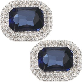 GORGECRAFT Pack of 2 Rhinestone Shoe Clips for Weddings, Removable Shoe Buckle Clip, 38 x 31 mm, Elegant Crystal Shoe Decoration, Shoes, Jewellery Decoration for Flat Heels, Hats, Clutches, Navy Blue