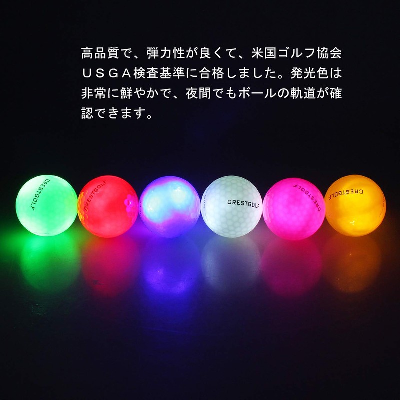 Crestgolf Glowing Golf Balls New Popular 6 Pack Night Glowing