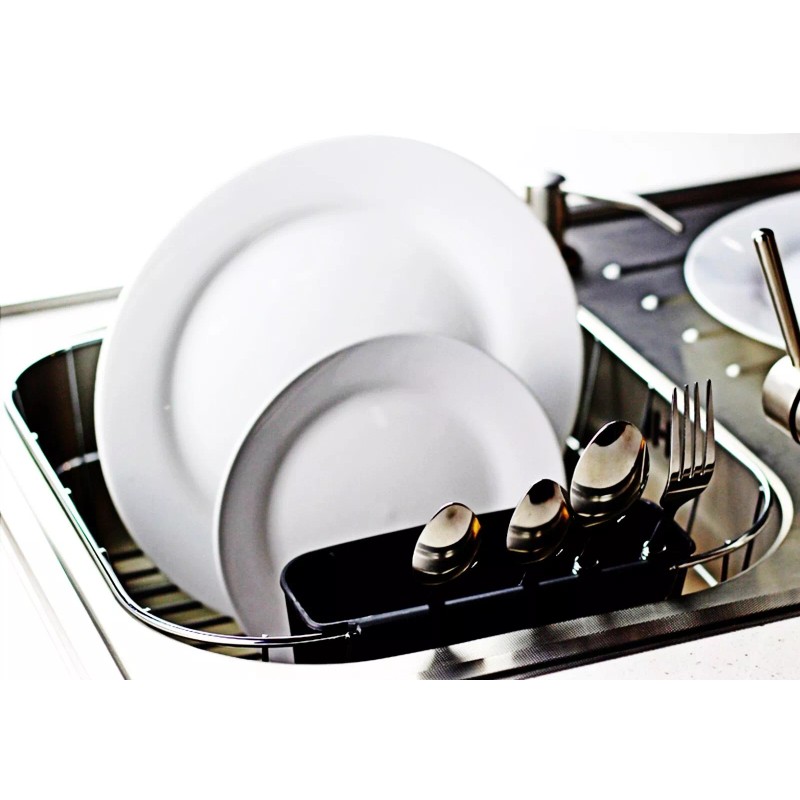 Neat-O Kitchen Steel Over Sink Dish Drying Rack with Cutlery