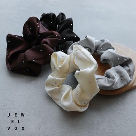 JewelVOX Scrunchie, Hair Elastic, Hair Accessory, Women's, Dots, Stone, Simple, Adult, Cute, Office (Black)