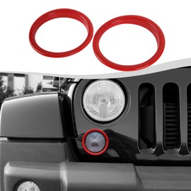 SQQP Front Turn Signal Light Lamp Trim Cover Compatible with 2007-2018 Jeep Wrangler JK JKU(Red)