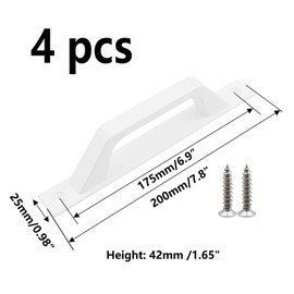 Semetall Sliding Barn Door Handles,6.9" Hole Center Pull with Screws,Aluminum,White (4-Pack)