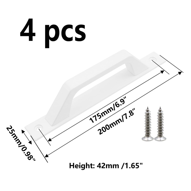 Semetall Sliding Barn Door Handles,6.9" Hole Center Pull with Screws,Aluminum,White