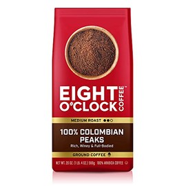 Eight O'Clock Coffee 100% Arabica Colombian Peaks, Medium Roast, Ground Coffee, Kosher Certified, 20 Oz