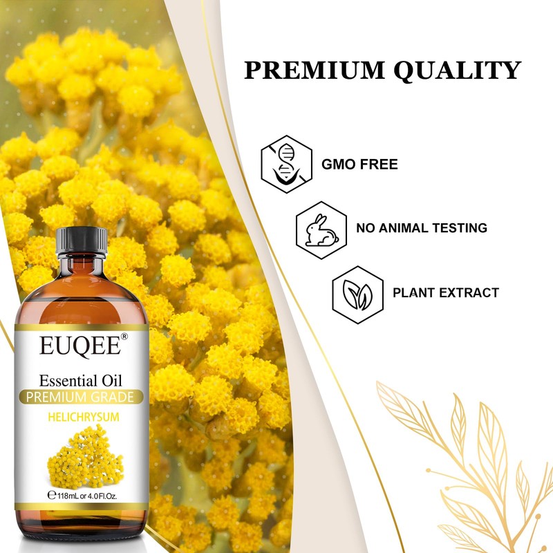 EUQEE Helichrysum Essential Oil 4 oz/118 ml Large Bottle Premium