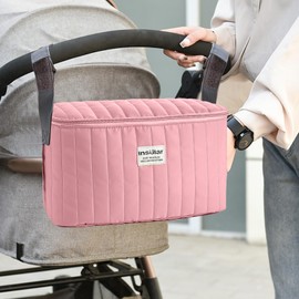 SONARIN Multifunctional Waterproof Pram Bag Organiser, Portable Lightweight Buggy Organiser Bag, Universal Pram Organiser, Storage Bag, Mum Bag (Pink)