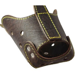 Real Leather Cage Basket Secure Dog Muzzle Brown - German Shepherd, (Circumference 13.7", Snout Length 4.7")