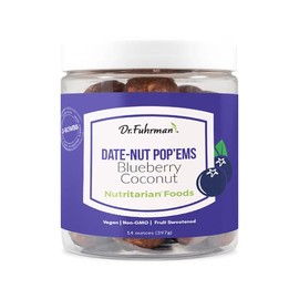 Dr. Fuhrman's Blueberry Coconut Date Snack Bites Pop'ems | Organic bite-size treats with wholefood ingredients & superfood blends | includes greens and mushrooms | No Added Salt, oil or sugar | 13 Oz