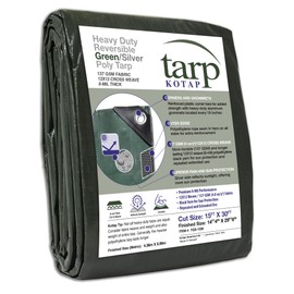 Kotap 15 x 30 Ft. Heavy-Duty Protection/Coverage Tarp, 8-mil, Reversible, Multi-Use, Waterproof, Green-Silver, (TGS-1530)
