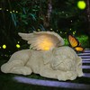 WONDER GARDEN Sleeping Dog Angel Statue with Solar Light -