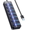USB Hub 3.0, Eanetf 7 Port USB hub with LED