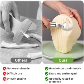XLIUAX 3 Pcs Spoon Cactus Peeler, Stainless Steel Cuchara Pelador De Nopales Sliced Noodle Cutter Knife Tool with Hole with Long Handle for Cooking Kitchen Gadgets Accessory