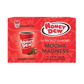 Honey Dew Donuts – Mocha Madness Flavored Coffee – Single Serve Coffee Pods, Compatible with Keurig Brewers – 12 Pods