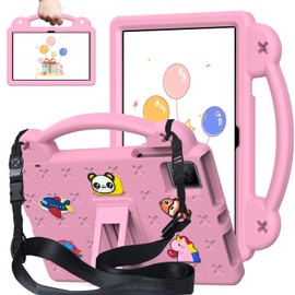 Kwamaz Kids Case for Tmobile Revvl Tab 5G Tablet 10.36-inch 2023, EVA Heavy Duty Protection Cover with Shoulder Strap Stand Handle DIY Figures (Pink)