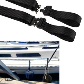 SUNOOM Boat Fenders Straps,Fenders Hanger Quick Adjuster Strap,Boat Rail Fenders Adjust Strap with Convenient Quick Release Buckle (Black Buckle-Black Strap)