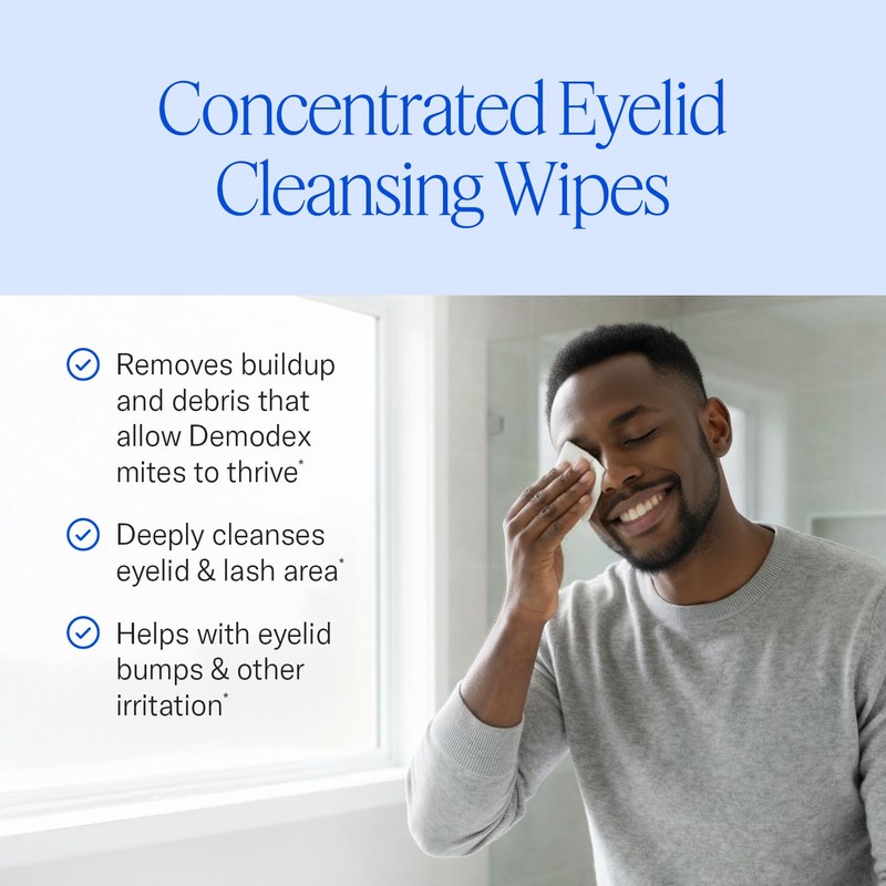 Cliradex Towelettes - Natural Face, Eyelash & Eyelid Cleanser -