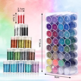 Kasanni 32 Farben Glitzer Gesicht Bastelglitzer Glitzerpulver Festival Glitzer Basteln FüR Dekoration, ManiküRe, Haare, Make-Up, Karten, Papier, Partys, Bastelarbeiten