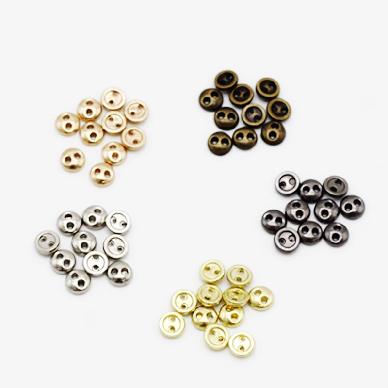 20 PCS 2 Hole Mini Metal Round Buttons Small Bread