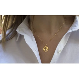 WANDA PLATA Chain World Globe for Women Young Girls Gold Chain Real Silver 925 Gold-Plated Jewellery World Globe Wanderlust Pendant World Map Necklace World World Continents Countries, Sterling