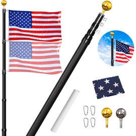 Gientan 20FT Telescopic Flag Pole Kit, Heavy Duty Aluminum Telescoping Flagpole, Extra thick Outdoor in Ground Flag Poles with 3x5 American Flag for Yard, Residential or Commercial