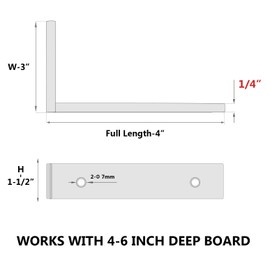 NEODROP 4-Pack 4 Inch Heavy Duty Shelf Brackets, Premium Floating L Bracket for Wall, Kitchen, Mantel Shelves Support | Quarter Inch (1/4") Thick | Black Powder Coated Steel