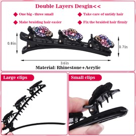 Pack of 4 Crystal Flower Hair Clip Pearl Sparkling Hair Clip Hummingbird Hair Clip with 3 Clips for Women Girls Kids