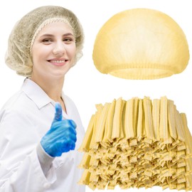Yahenda 500 Pcs Disposable Bouffant Caps Bulk 21 Inches Disposable Cap for Hair Elastic Dust Hairnets for Food Service, Nurses, Labs(Yellow,21 Inches)