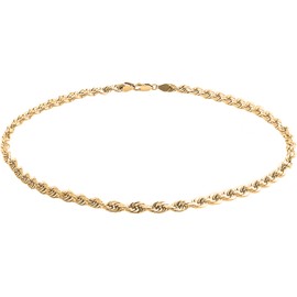 Savlano 14K Solid Gold Italian Chain Anklet for Women Comes With Gift Box - Made in Italy (10, 1.5mm)