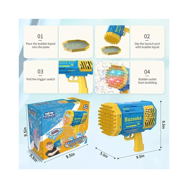 Rocket Bubble TikTok Rocket Bubble Machine Gun with Colorful Lights