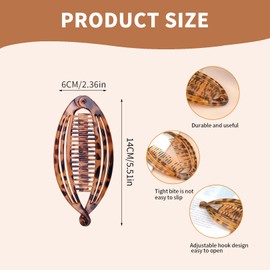 Pack of 3 Banana Clips, Vintage Fishtail Hair Clips, Flexible Hair Clips for Thick Hair, Ideal for Ponytail and Updo Hairstyles, Banana Hair Clips for Women, Long, Curly and Straight Hair