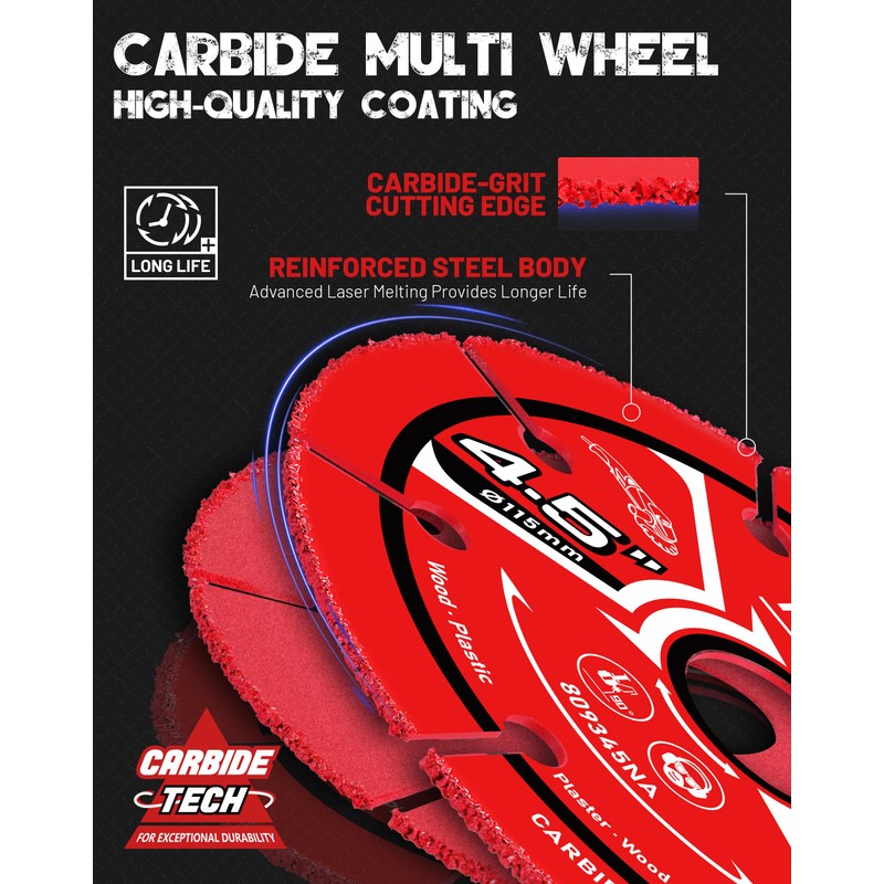 EZARC 4 1/2 Cut Off Wheels, Carbide Cutting Disc, Angle