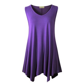 LARACE Plus Size Tank Tops for Women V Neck T Shirts Summer Sleeveless Tunic Tops Loose Fit Flowy Blouse(3X,Deep Purple)
