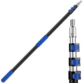 Hammrit 12FT Telescopic Extension Pole | 3-12FT Adjustable Aluminum Paint Roller & Cleaning Pole | Universal Twist-On Metal Tip | Sturdy Multi-Purpose Household Tool for Dusting, Painting & More