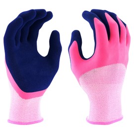 Miracle-Gro Women's Double Dipped Sandy Foam Latex Gardening Work Gloves, Water Resistant, Excellent Grip, Durable, Pink/Purple, Small, (MG30605/WSM)