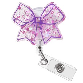Leovqn Cute Nurse Badge Reel, Bow Badge Reels Retractable, ID Badge Holder Clip for Nursing Student, Medical Worker and Teacher