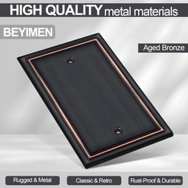 Oil Rubbed Bronze Decorative Blank Light Switch Covers Plate, Metal Material 1 Gang Wall Plates for Blank Light Switch, Single Blank Switch Plate Cover - Classic Style, 6 Pack