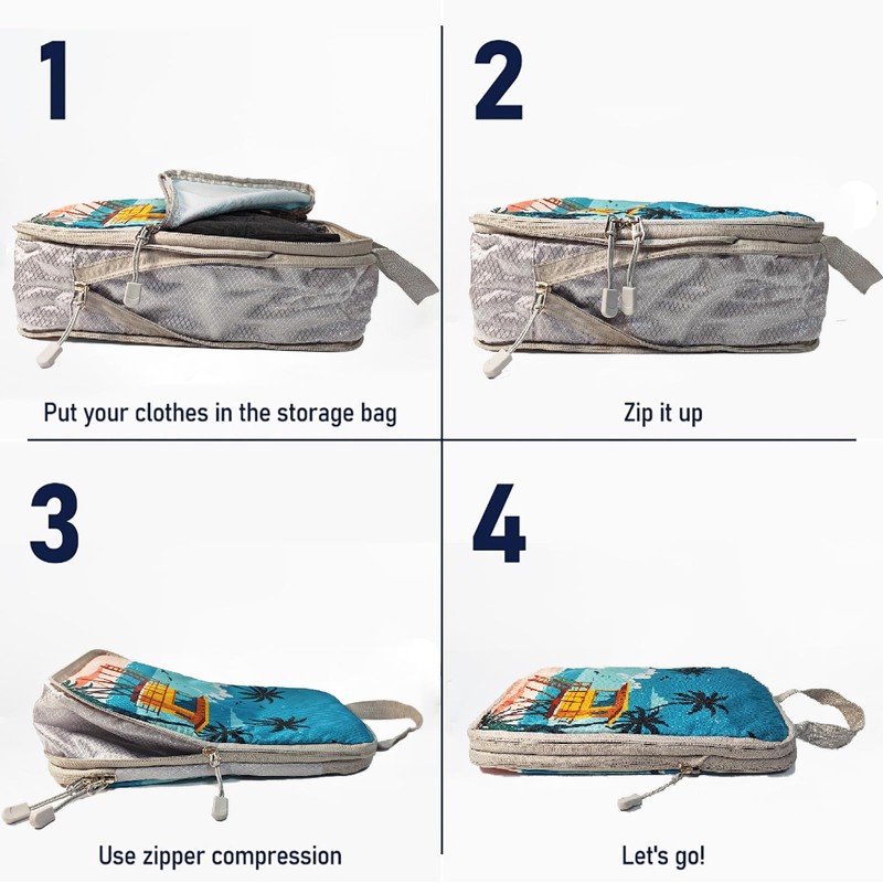 Compression Packing Cubes,5 Pcs Travel Packing Cubes Set,Lumobrilla Travel Organisers