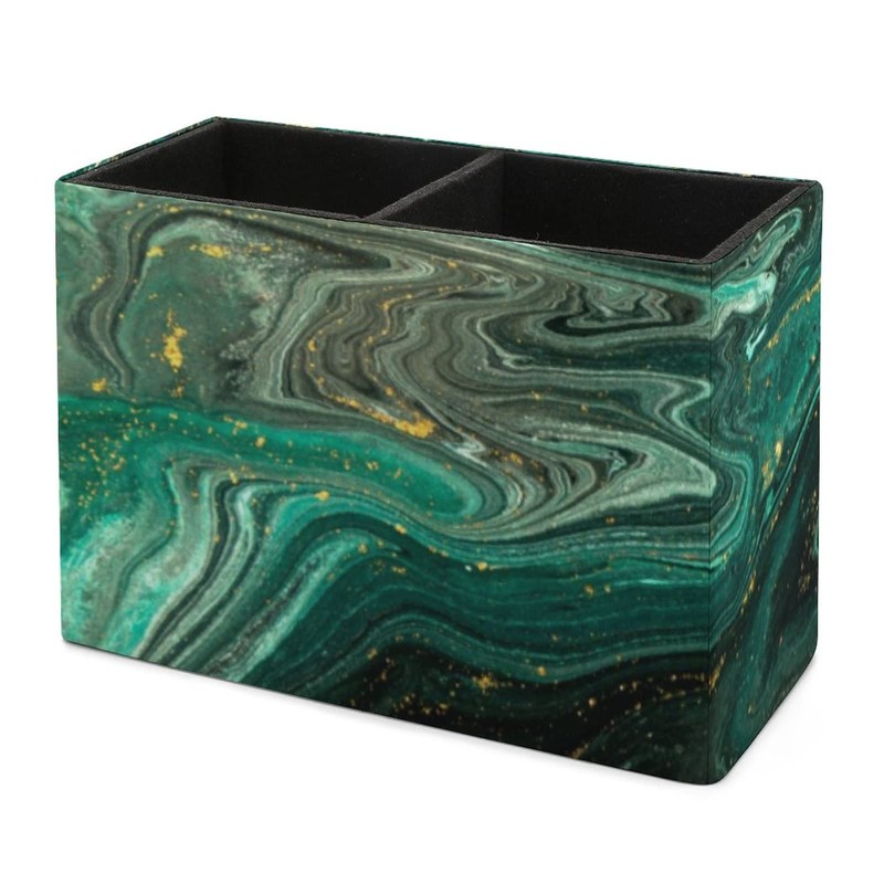 ModeXo Pen Holder for Desk, Green Marble Pencil Holder PU