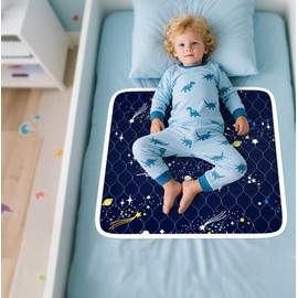 MILDPLUS Potty Training Pee Pads for Kids 2 Packs 36" x 36"Waterproof Bed Pads 5 Layer Washable Mattress Protector Pads Reusable Underpads Bed Wetting Pads for Twin and Toddler Beds (2 Pack,Blue)