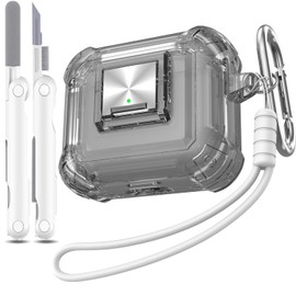 RFUNGUANGO for AirPods 3 Generation Case Cover with Lock,Clear Soft Transparent Military Grade Shockproof Case with Cleaning Kit,Compatible with AirPods 3rd Gen Case,Clear Black