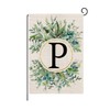 wyooxoo Monogram Letter P Floral Garden Flag 12x18 Inch Double