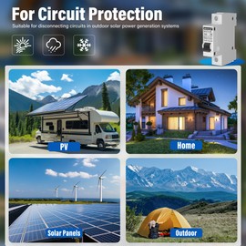 MINGSONG DC Solar Panels Disconnect Switch 16 Amp Solar Shut Off Switch 12V-400V 1 Pole AC Miniature Circuit Breaker for PV Homes, AC 110V DIN Rail MCB