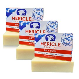 Mericle Soap Co. Bay Rum Organic 4.5oz Body Bar | Veteran Owned | Traditional Cold Process Technology | Natural Ingredients | No Harsh Chemicals | Exfoliating | Made in the USA - Pack of 3