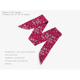 Liberty London Purse, Head, or Neck Scarf - Capel Magenta Red Skinny Scarf - Headband, Handbag, Purse Handle - Silky Tana Lawn Cotton